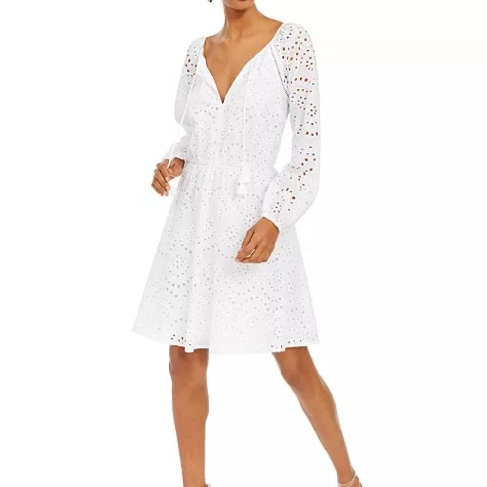 INC Cotton Keyhole Eyelet Dress